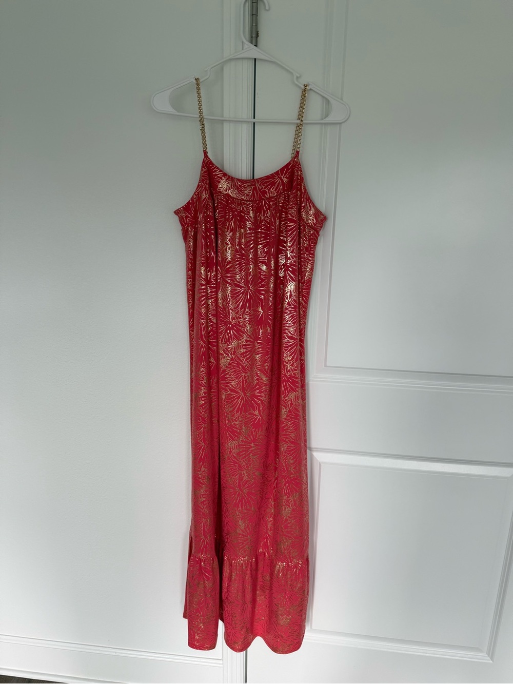 Michael Kors Coral Dress with Gold Foil Palm Accent